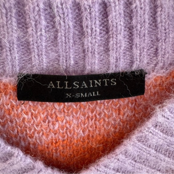 NWT All Saints Tiga Mohair Wool Blend V Neck Sweater in Lilac Orange XS - Picture 6 of 8